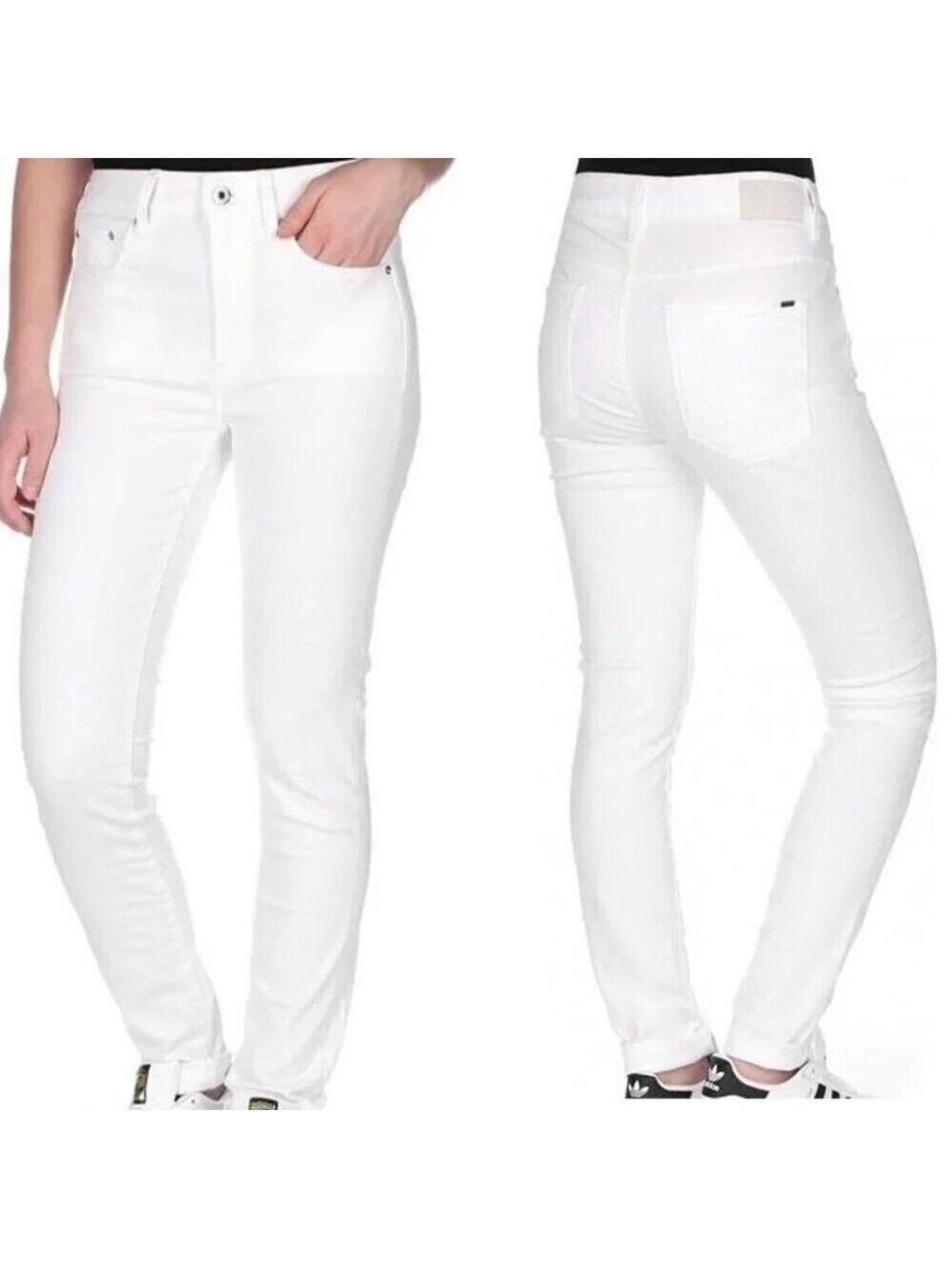 NWT G-Star 3301 High Skinny In Inza White Stretch Denim 3D Aged size 25